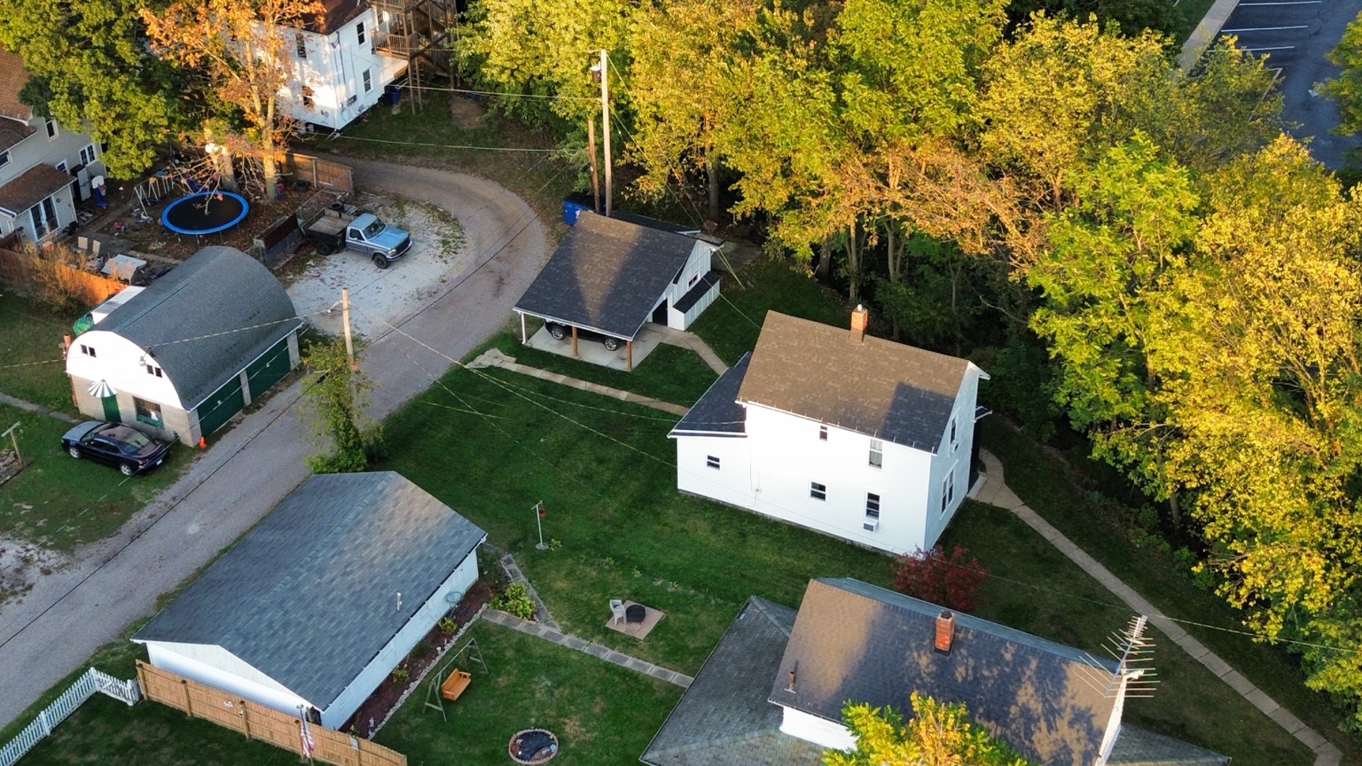 Historic stone building from the air